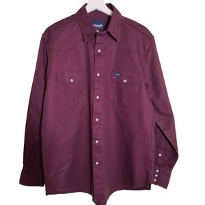 Wangler Men's Red  Long Sleeve Western Pearl Snap Shirt size L